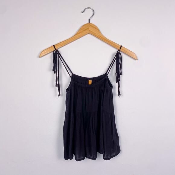 Rachel Pally Tiered Tie Strap Tank Top Black Medium - Picture 1 of 6
